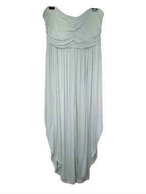 Halara Light Green Strapless Jumpsuit Wide Leg Palazzo Ruched Womens Size XL